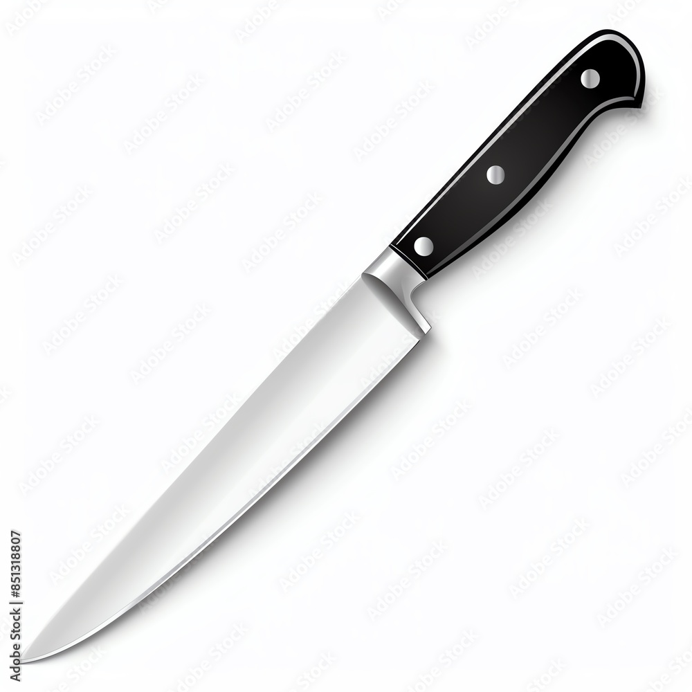A chefs knife clipart, kitchen tool element, vector illustration, silver and black, isolated on white background A chefs knife clipart, kitchen tool element, vector illustration, silver and black, isolated on white background