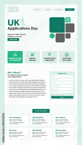 Study in the UK Landing Page or Emailer Template Design