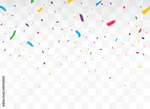 Celebration background with colorful confetti festive party decorations, Vector illustration of confetti on white background.