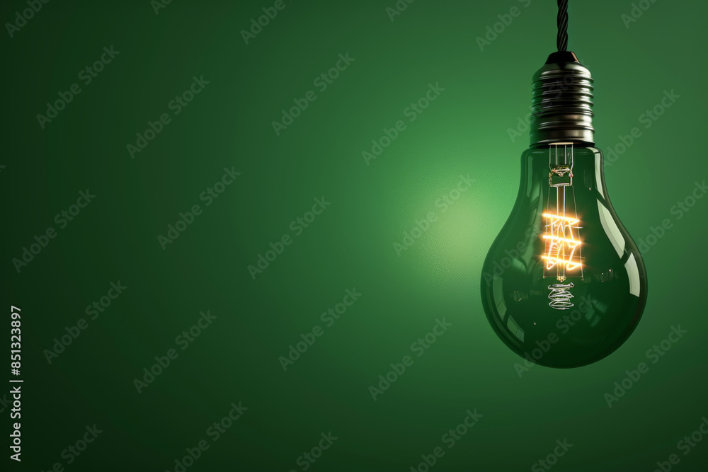 light bulb glowing on green background. concept of emerging idea light bulb glowing on green background. concept of emerging idea
