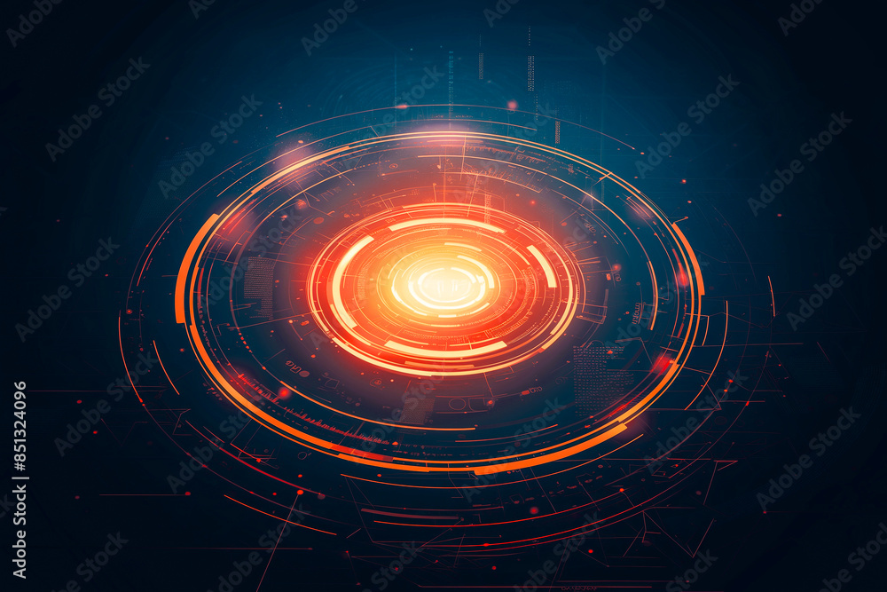 Obraz premium Futuristic Digital Interface with Glowing Orange Elements