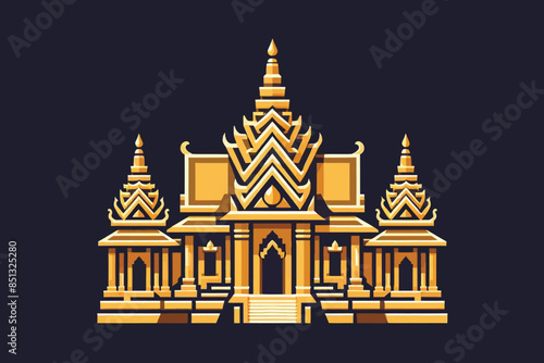 Wallpaper Mural Creative Golden Solid Pagoda Vector Flat Dark Background.eps Torontodigital.ca