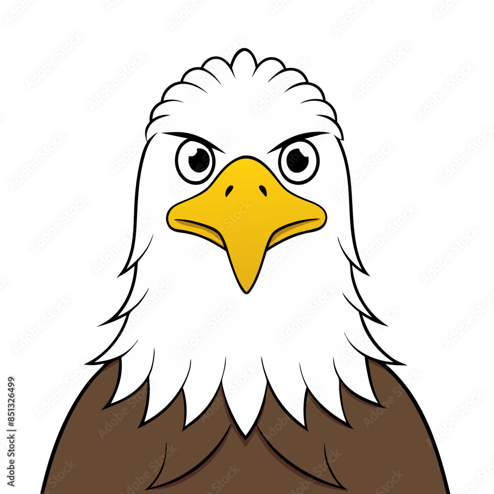 Naklejka premium cartoon depiction of an eagle head with a stern gaze.