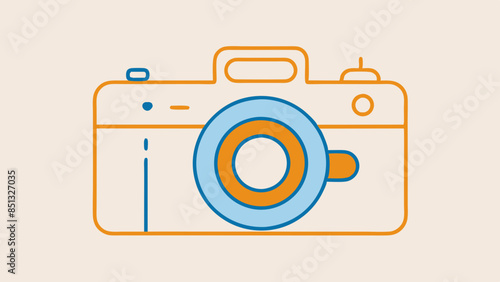 A photography line art camera illustration, ideal for photography blogs.