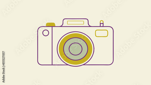 A photography line art camera illustration, ideal for photography blogs.