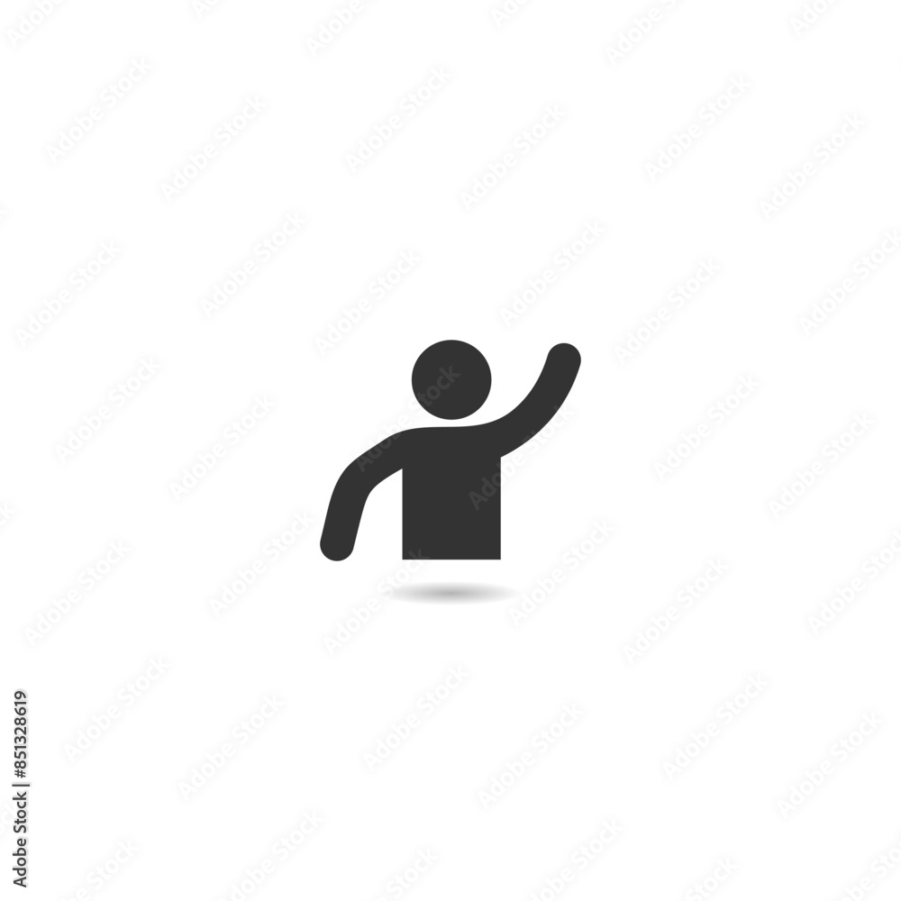 People greeting with hand up icon with shadow People greeting with hand up icon with shadow