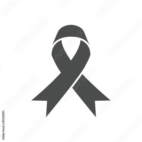 Icon symbol of struggle and awareness, black ribbon. Ideal for educational materials and information
