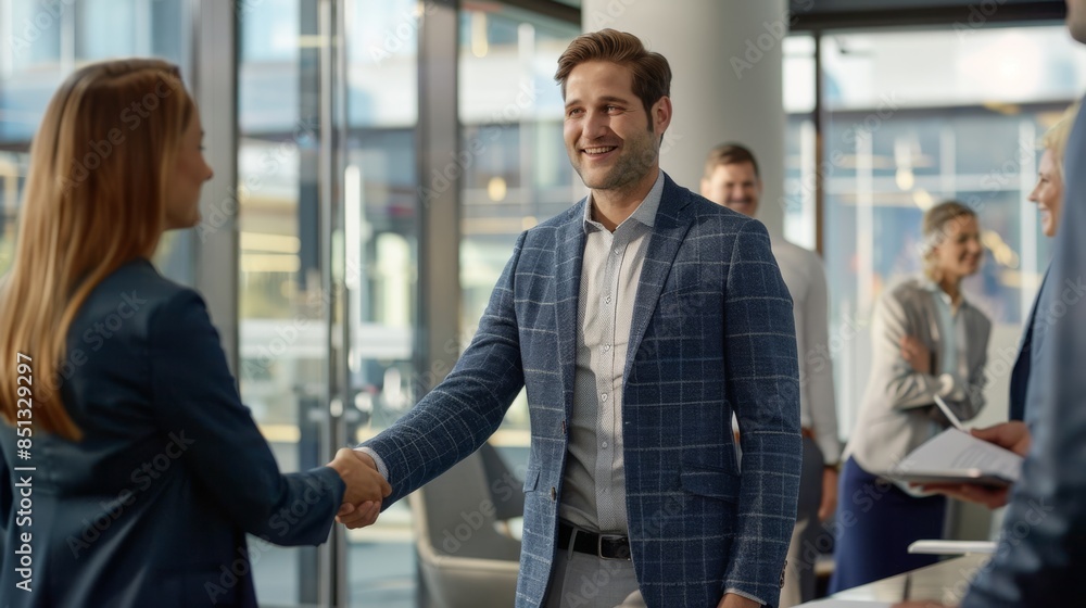 The business handshake moment The business handshake moment