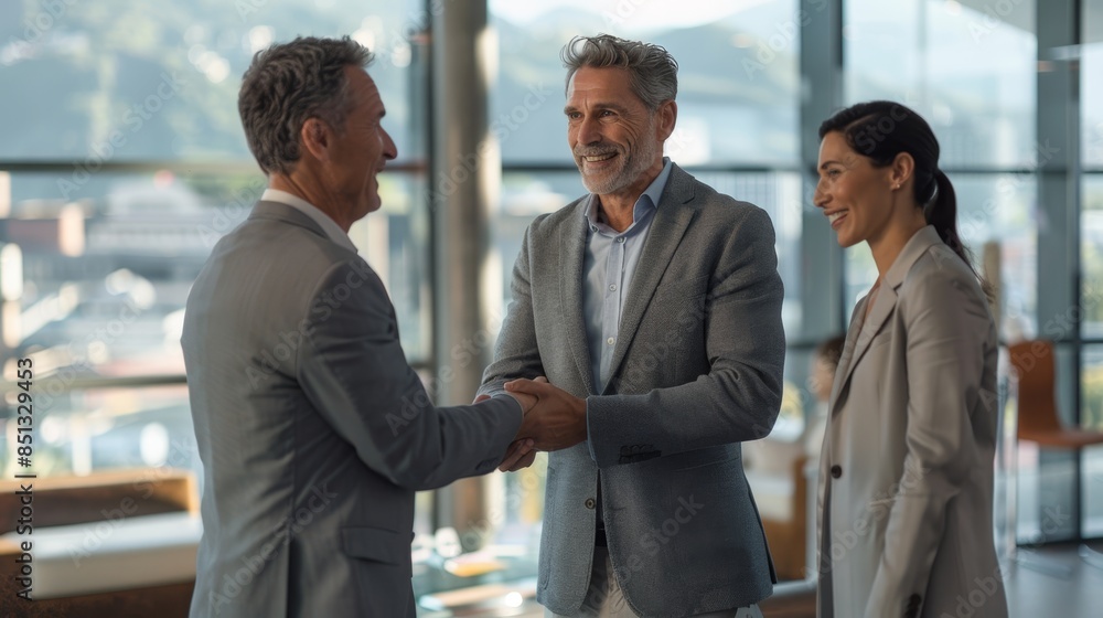 The business handshake moment