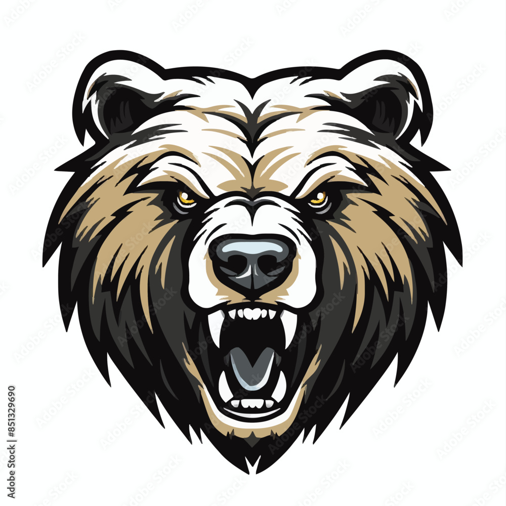 angry grizzly bear head vector art illustration isolated on white background angry grizzly bear head vector art illustration isolated on white background