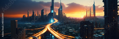 futuristic digital city