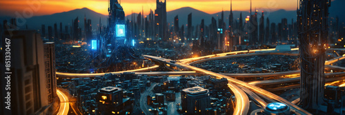 futuristic digital city