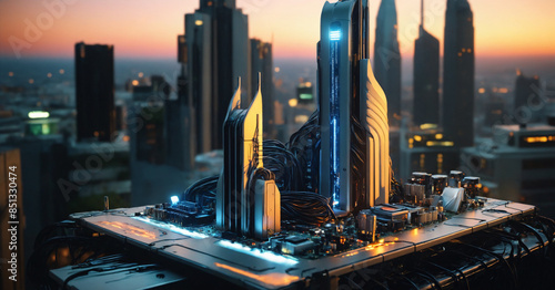 futuristic digital city