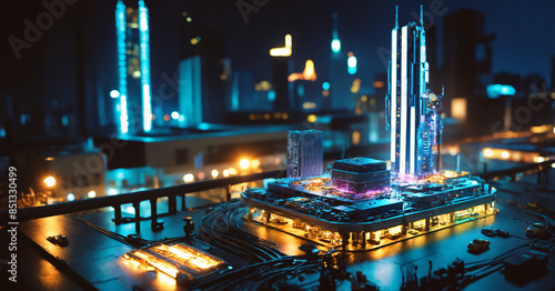 futuristic digital city