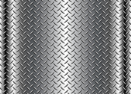 Silver metal background with diamond plate texture pattern, shiny chrome texture.