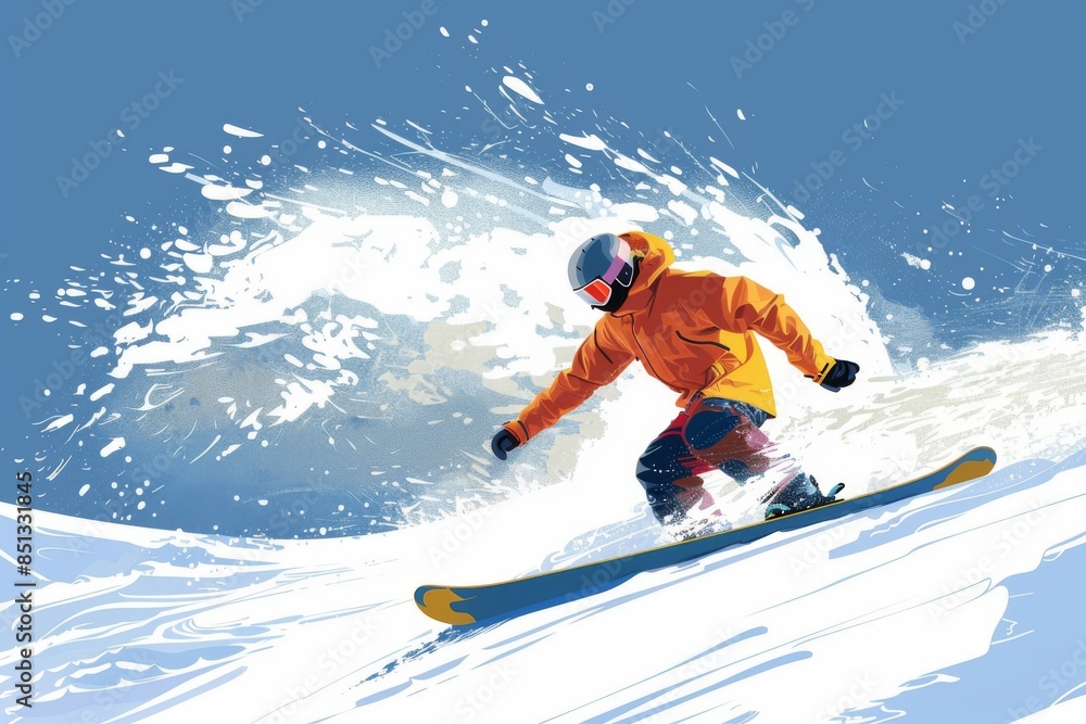 An exciting image showcasing ski equipment on a snowy slope with a skier enjoying a winter sport activity. The setting exudes outdoor fun and leisure in a picturesque winter landscape. An exciting image showcasing ski equipment on a snowy slope with a skier enjoying a winter sport activity. The setting exudes outdoor fun and leisure in a picturesque winter landscape.