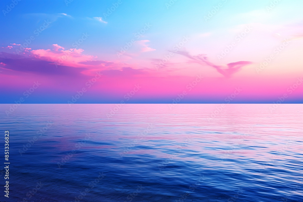 Obraz premium Beautiful sunset over the sea. Colorful sky. Nature composition. Generative Ai