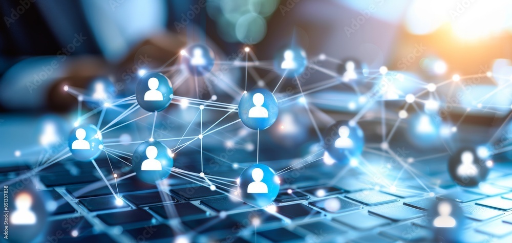 Abstract image of a social network, connection and communication concept.