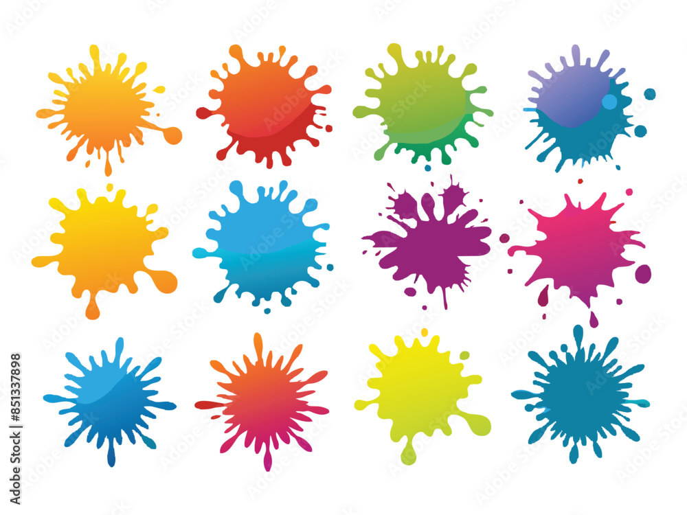 Flat design ink splash elements, Flat design ink splash elements,