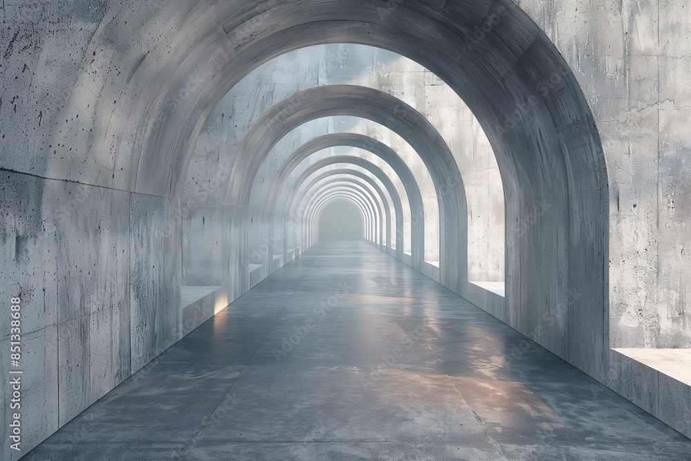 Concrete Archway Corridor with Sunlight. Concrete Archway Corridor with Sunlight.