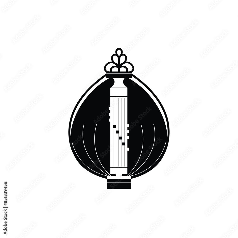 Traditional musical instrument logo illustration, sasando silhouette is suitable for music shops and communities Traditional musical instrument logo illustration, sasando silhouette is suitable for music shops and communities