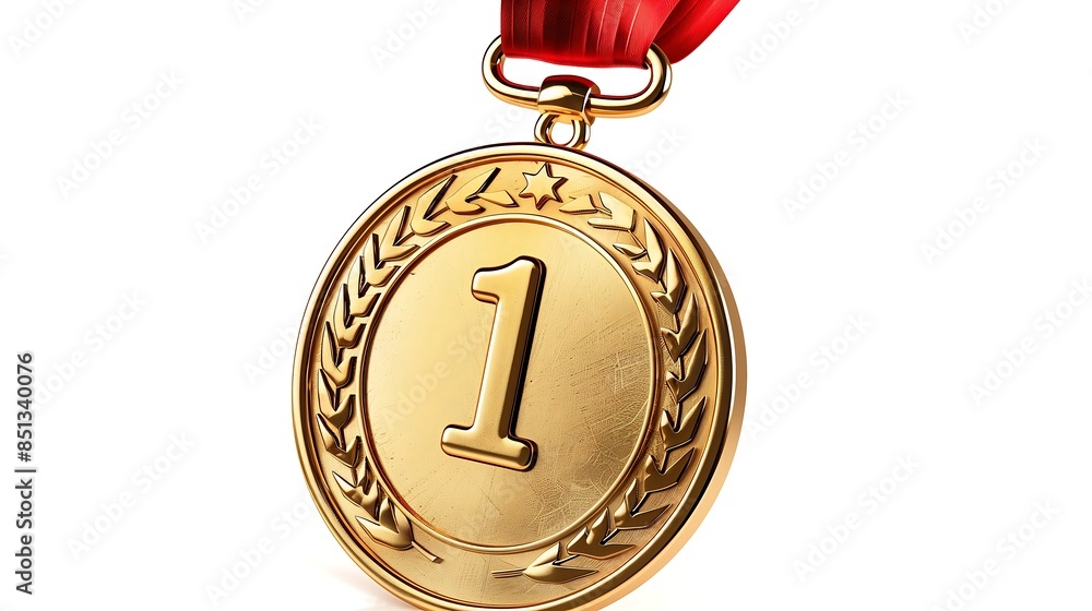 First place gold medal, shiny and detailed, prestigious, isolated on white background First place gold medal, shiny and detailed, prestigious, isolated on white background