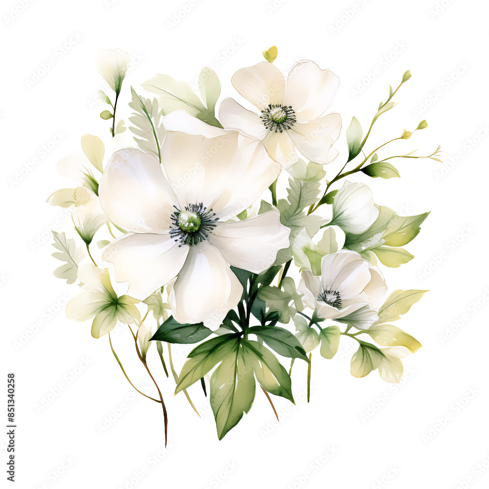 White Floral Creativity in white background for illustration White Floral Creativity in white background for illustration