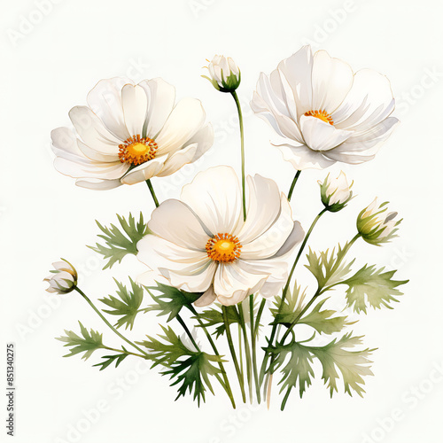 White Floral Creativity in white background for illustration