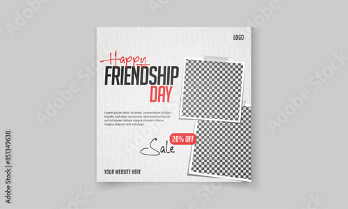 Happy Friendship Day poster design with photo frame for social media post

