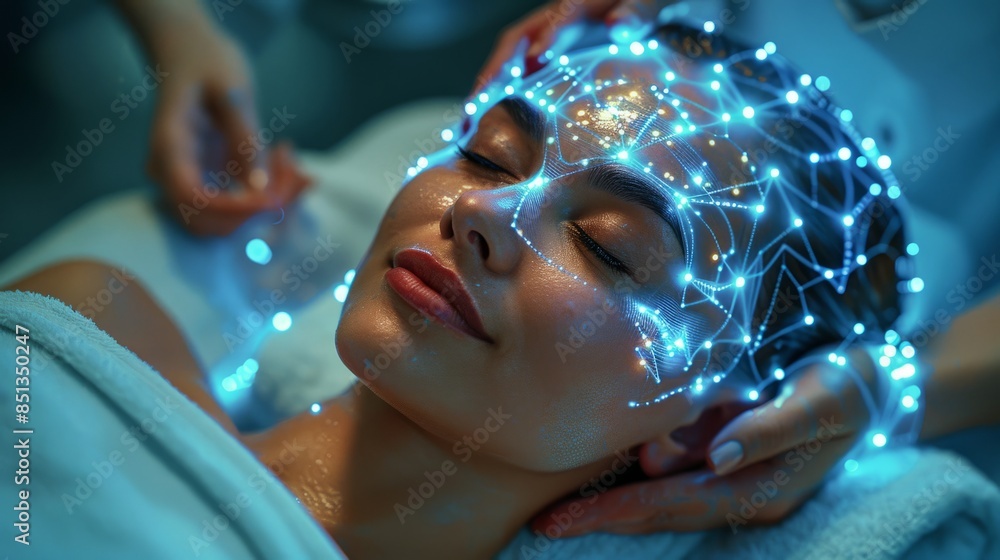 Spa and massage with relaxing music Make women's face look younger by technology therapy. Spa and massage with relaxing music Make women's face look younger by technology therapy.