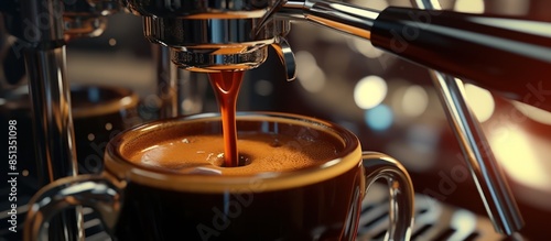 preparing espresso coffee in a coffee shop cafe