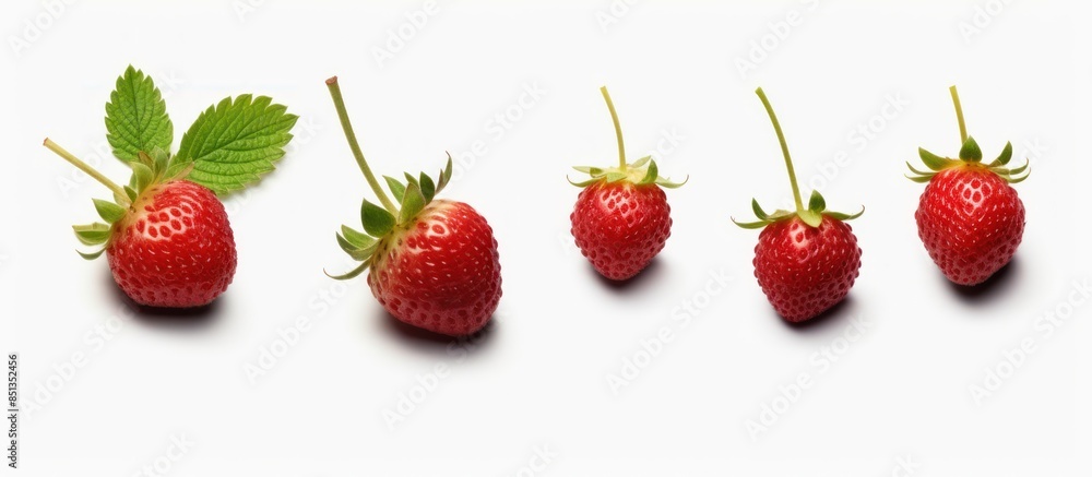Five Fresh Strawberries on a White Background Five Fresh Strawberries on a White Background