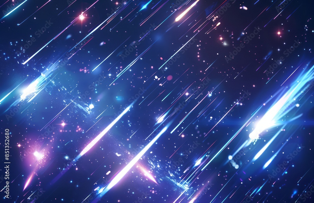 A background of shooting stars in space, with a blue gradient and glowing light effects A background of shooting stars in space, with a blue gradient and glowing light effects