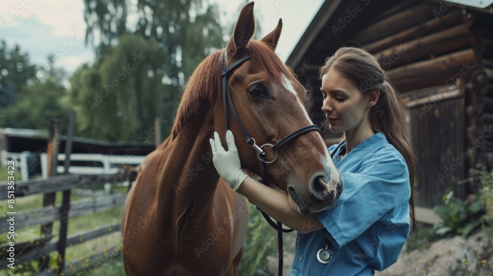 Naklejka premium The vet assessing horse