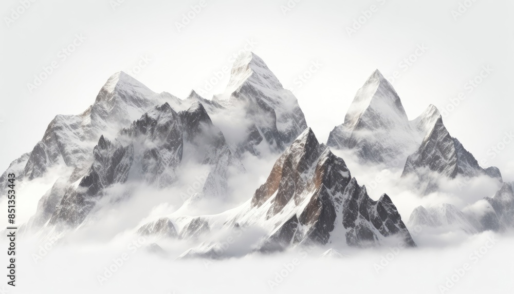 Obraz premium Snowy mountains Isolate on white background
