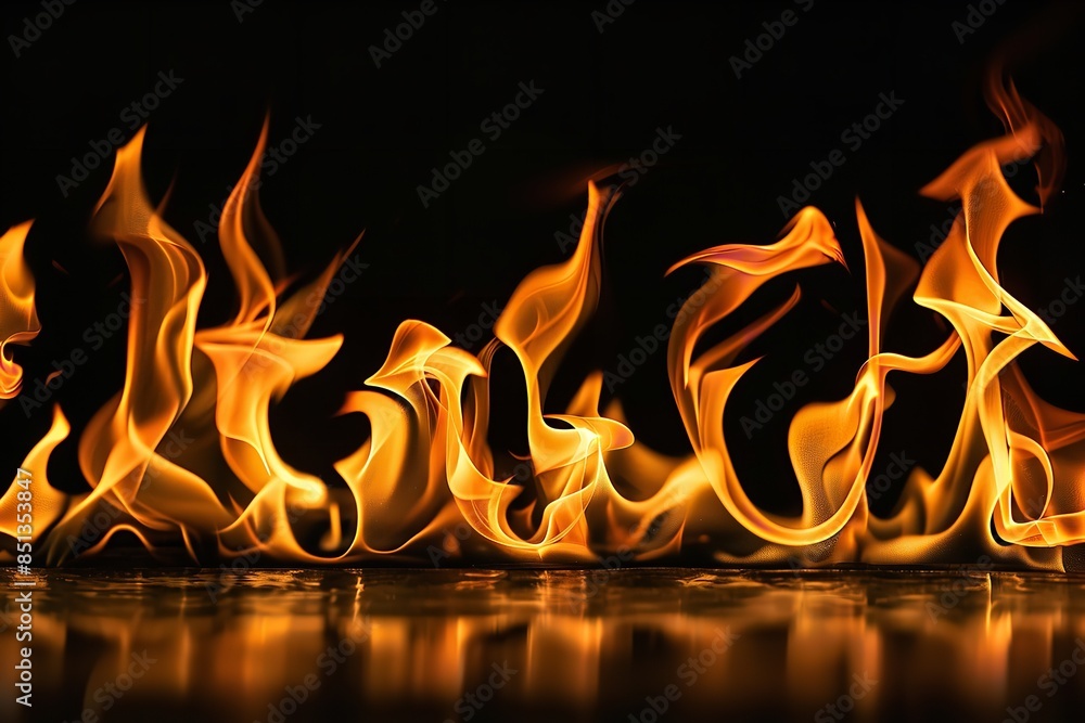 Fototapeta premium Black background with flames of fire and copy space. Generative Ai