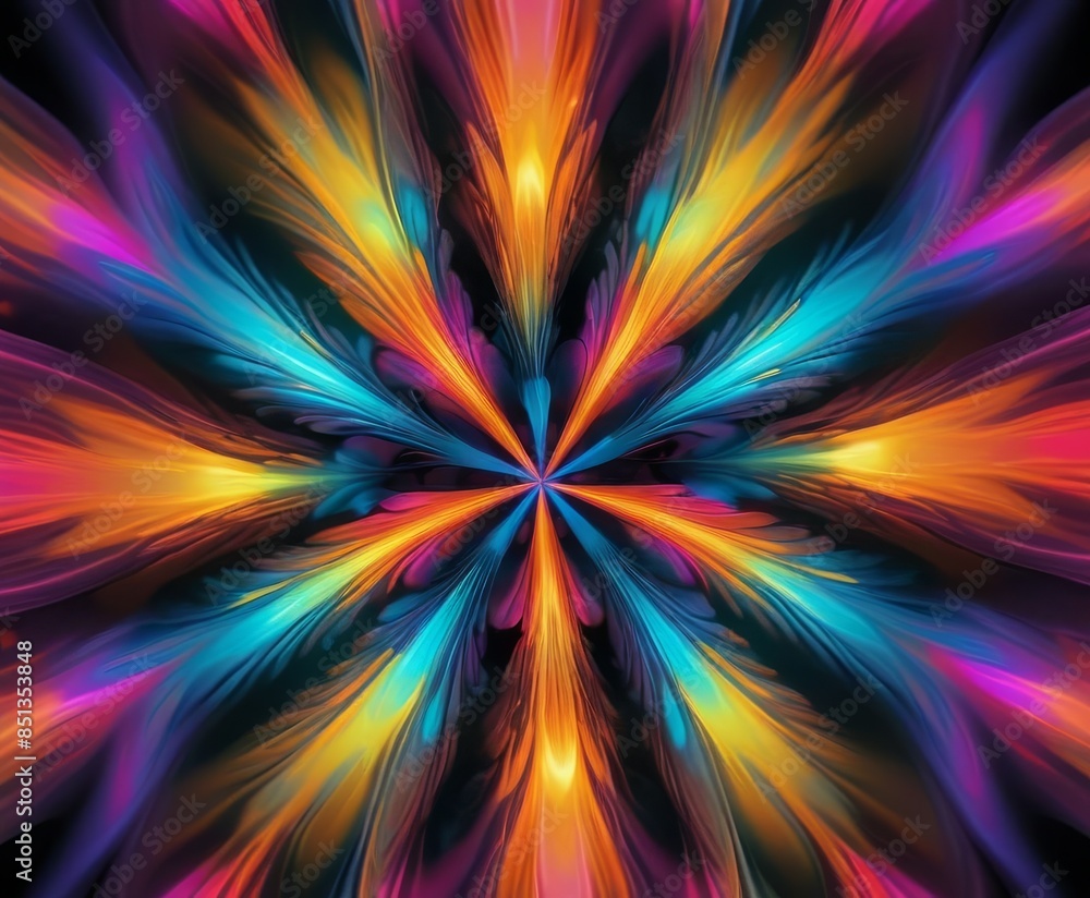 A stunning abstract artwork showcasing a vibrant explosion of colors radiating from the center, creating a mesmerizing and dynamic visual effect.. AI Generation A stunning abstract artwork showcasing a vibrant explosion of colors radiating from the center, creating a mesmerizing and dynamic visual effect.. AI Generation