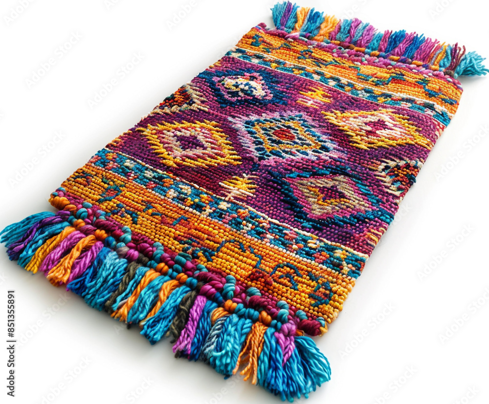 knitted carpet handloom isolated on white knitted carpet handloom isolated on white