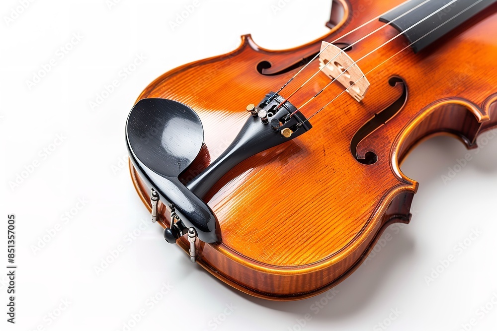 Fototapeta premium Classical music in an isolated white violin and violin concerto. Generative Ai