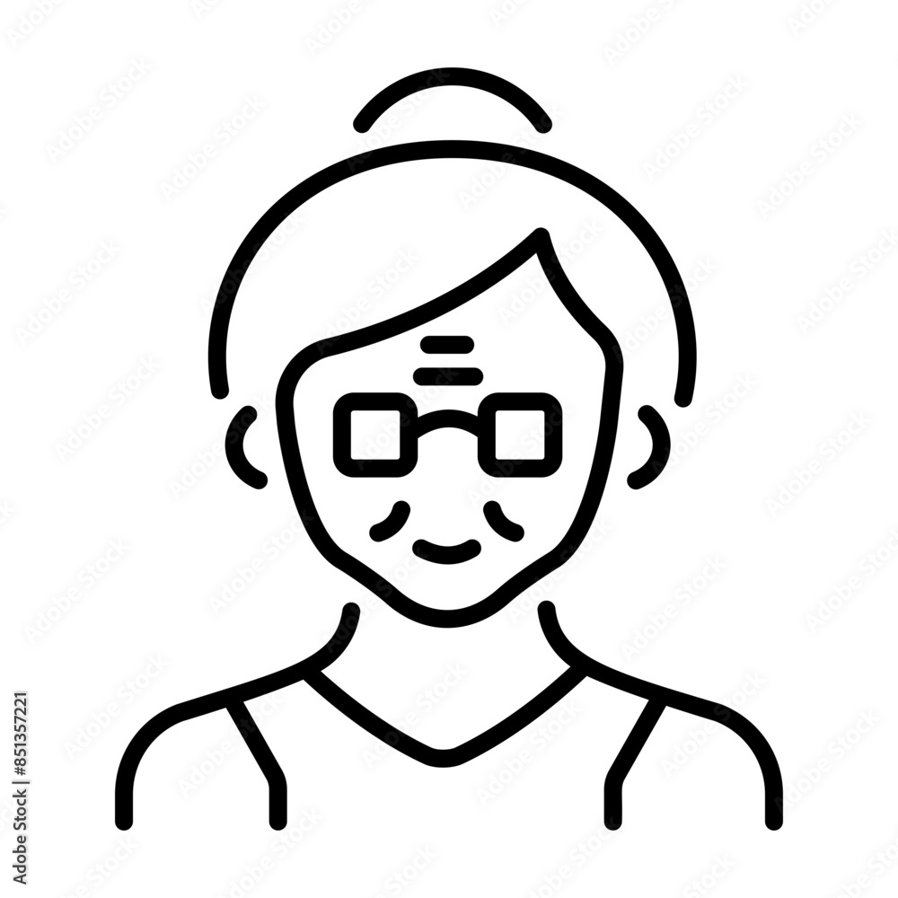Premium line style icon showing elderly age woman Premium line style icon showing elderly age woman
