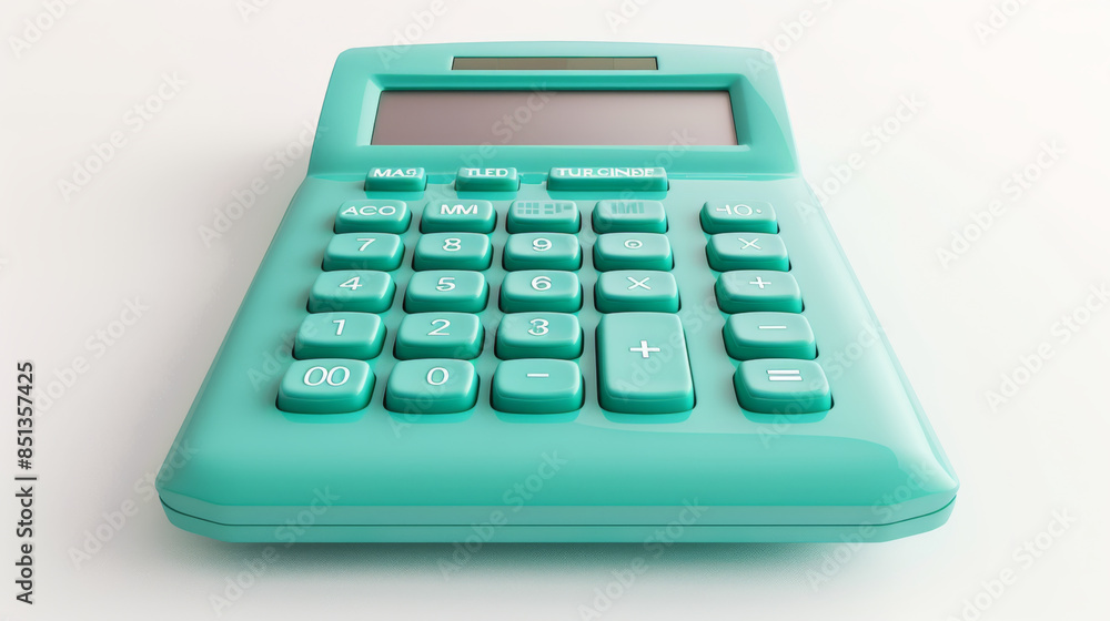 3d rendering green calculator isolated on white background