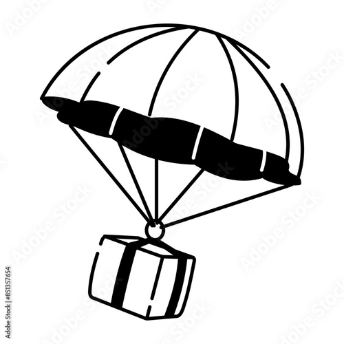 Get this doodle icon of parachute drop