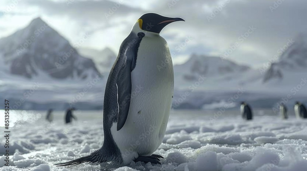 Fototapeta premium Emperor penguin on antarctic ice