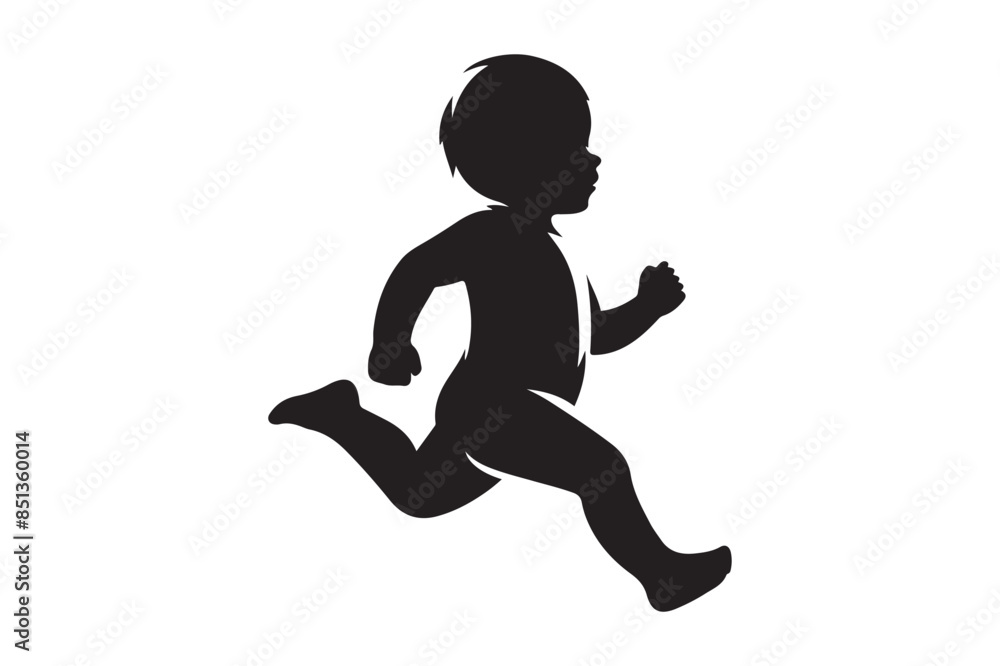 Silhouette of a Baby running fast. Vector speed illustration Silhouette of a Baby running fast. Vector speed illustration