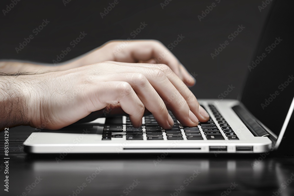 Side View of Hand Using Laptop Side View of Hand Using Laptop