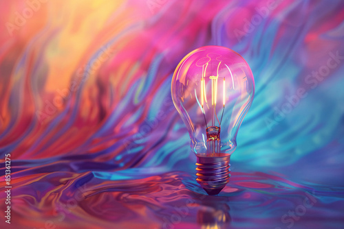 a light bulb on a colorful background