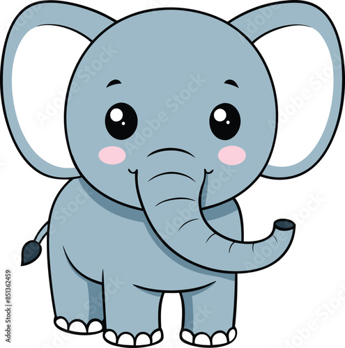 Cute Elephant Cartoon Vector Icon illustration On White Background.