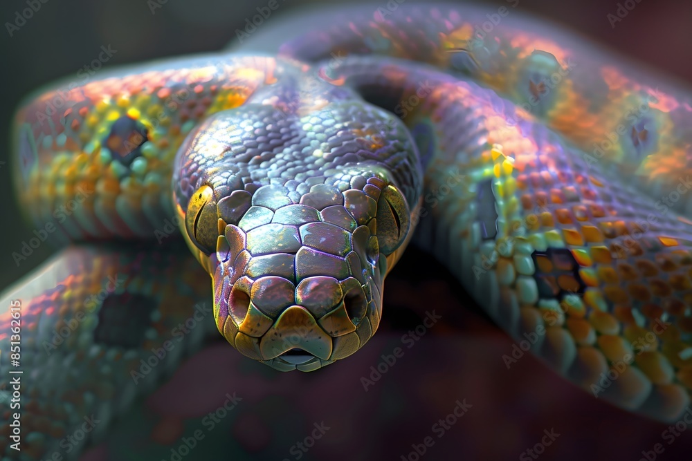 Fototapeta premium Portrait of dangerous colorful snake 