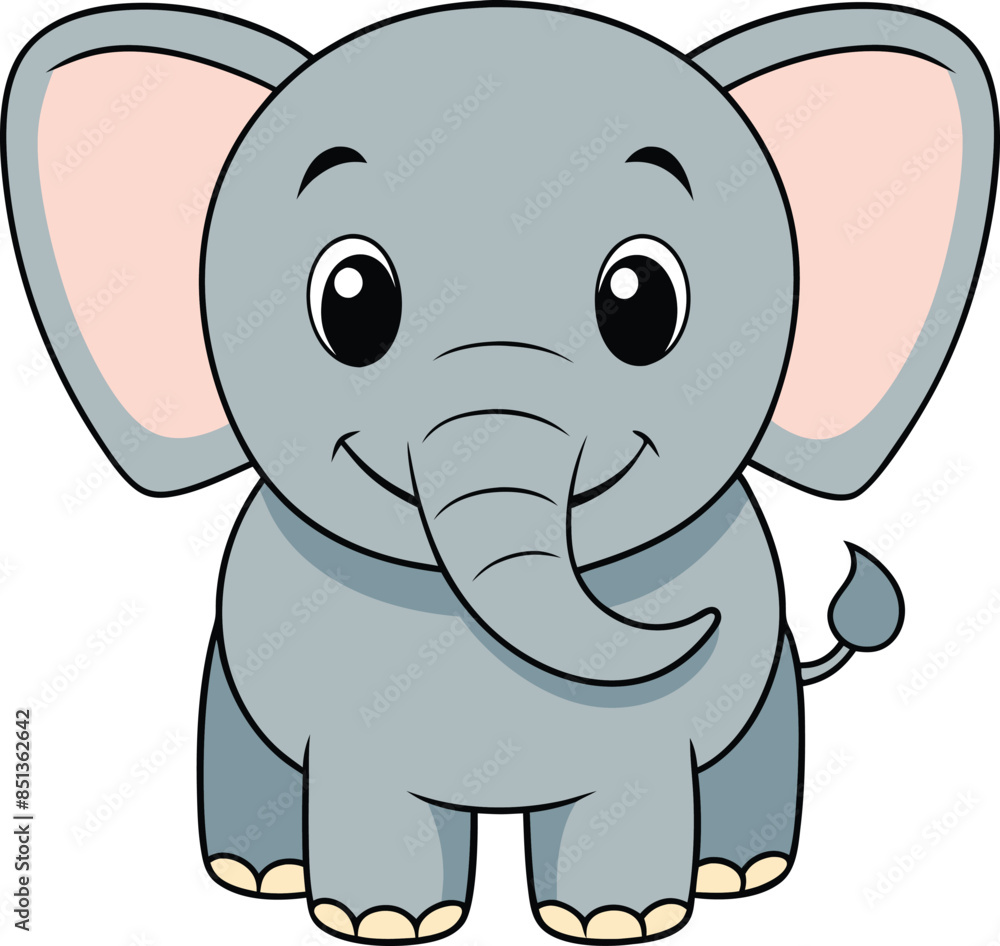 Cute Elephant Cartoon Vector Icon illustration On White Background. Cute Elephant Cartoon Vector Icon illustration On White Background.