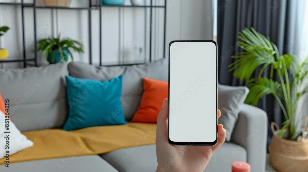Fototapeta premium The smartphone in living room
